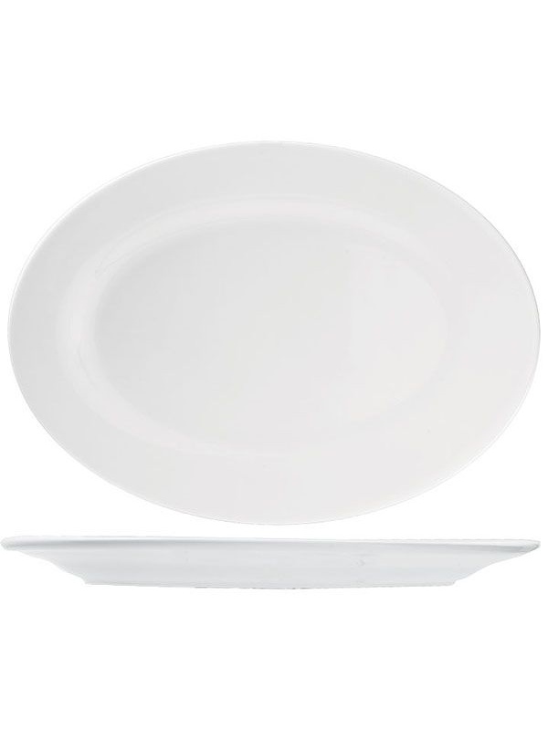 Блюдо «Кунстверк» овальное;фарфор;,H=28,L=350,B=270мм;белый