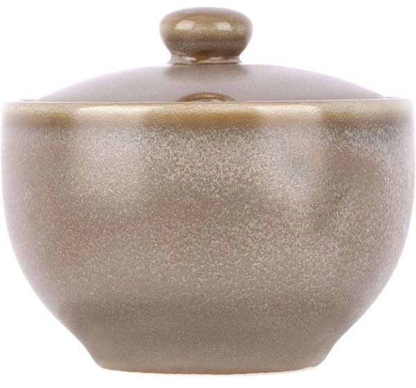 Сахарница «Агава» с крышкой;фарфор;200мл;D=91,H=60мм;матовый,зелен.