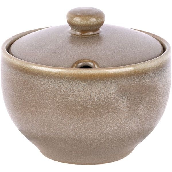 Сахарница «Агава» с крышкой;фарфор;200мл;D=91,H=60мм;матовый,зелен.