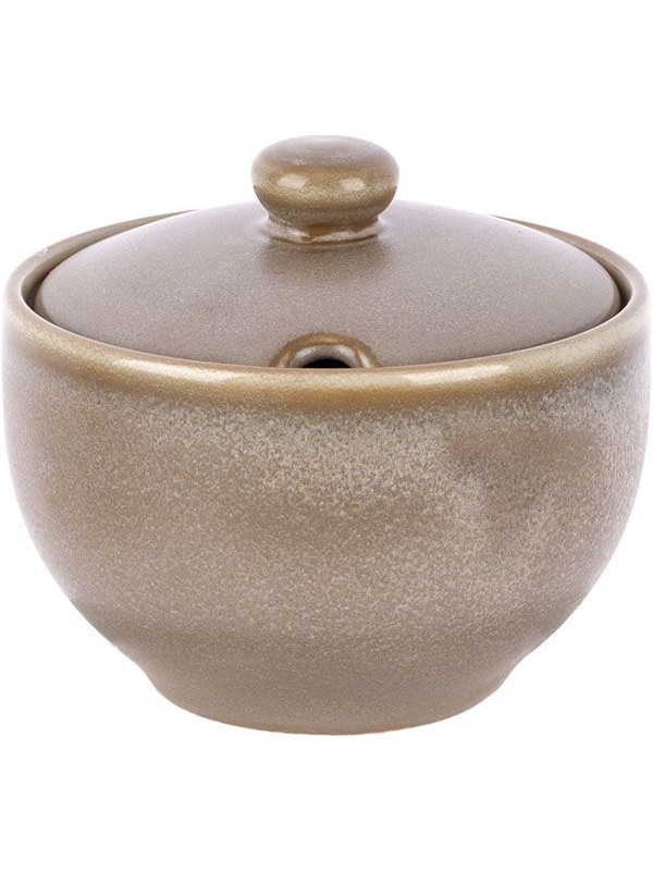 Сахарница «Агава» с крышкой;фарфор;200мл;D=91,H=60мм;матовый,зелен.