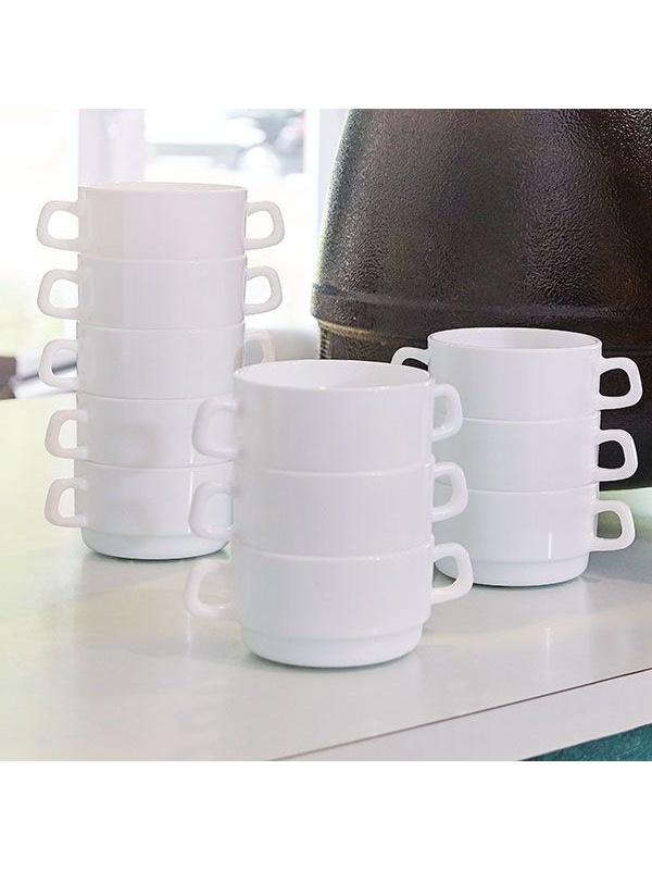 Чашка бульонная «Ресторан»;стекло;310мл;D=100,H=55,L=136мм;белый