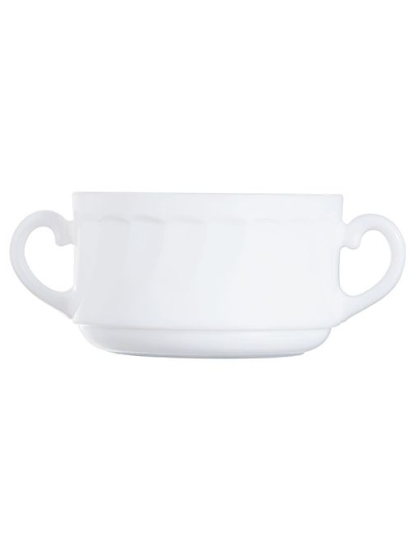 Чашка бульонная «Трианон»;стекло;300мл;D=10,H=6,L=14см;белый