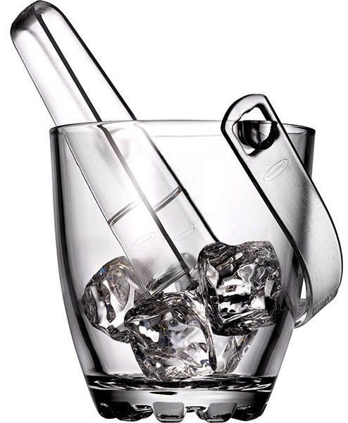 Емкость для льда «Сильвана» с щипцами;стекло;0,84л;D=75/120,H=125мм;прозр.
