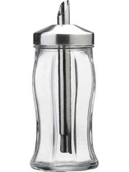 Сахарница с дозатором;стекло,металл;260мл;D=55,H=130мм;прозр.