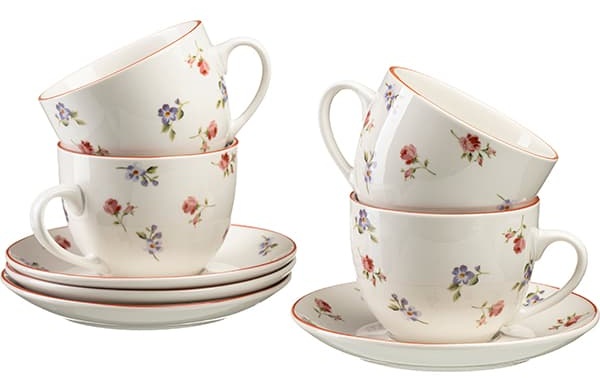 Набор посуды «Поэма Камарг» чайная пара (чашка + блюдце)[4шт];фарфор;260мл;D=9/15,H=7см;белый,розов.