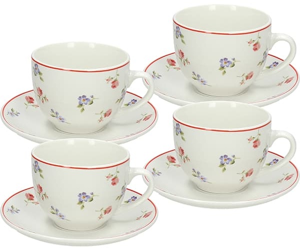 Набор посуды «Поэма Камарг» чайная пара (чашка + блюдце)[4шт];фарфор;260мл;D=9/15,H=7см;белый,розов.