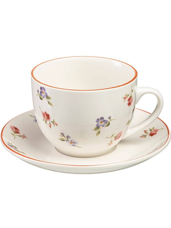 Набор посуды «Поэма Камарг» чайная пара (чашка + блюдце)[4шт];фарфор;260мл;D=9/15,H=7см;белый,розов.