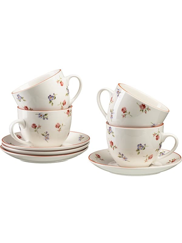 Набор посуды «Поэма Камарг» чайная пара (чашка + блюдце)[4шт];фарфор;260мл;D=9/15,H=7см;белый,розов.