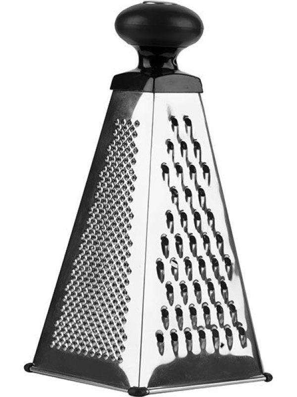 Терка 4-х сторонняя;сталь нерж.,пластик;,H=25,L=12,B=12см;металлич.,черный