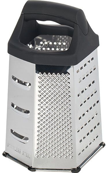 Терка 6-ти сторонняя;сталь нерж.,пластик;,H=20,L=12,B=10см;металлич.,черный