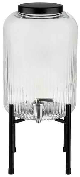 Диспенсер для холодных напитков «Индастриал»;стекло,сталь нерж.;7л;D=20,H=45см;прозр.,черный