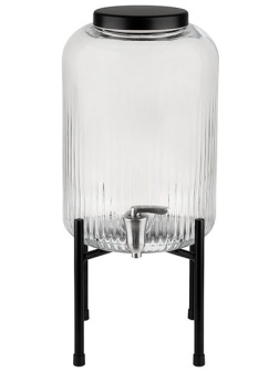 Диспенсер для холодных напитков «Индастриал»;стекло,сталь нерж.;7л;D=20,H=45см;прозр.,черный