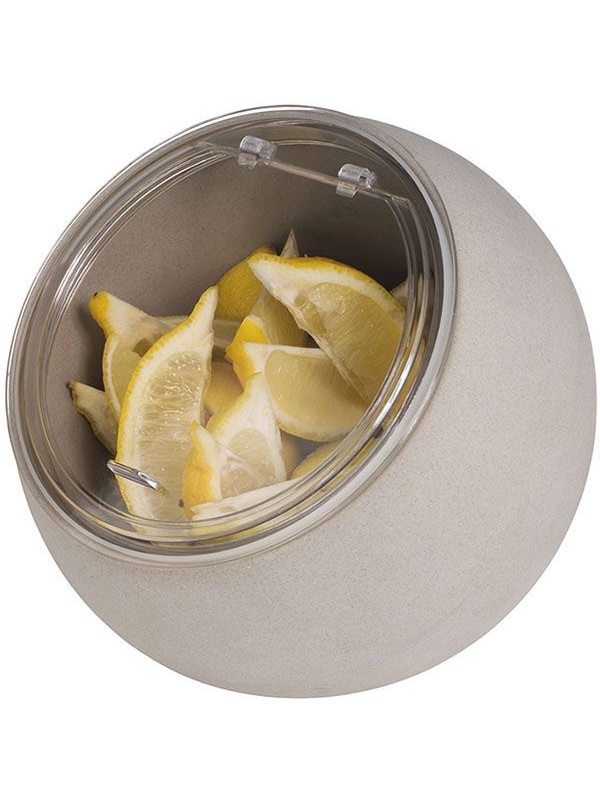 Емкость фуршетная «Мун» с откидной крышкой;пластик;0,8л;D=19,H=17,5см;серый