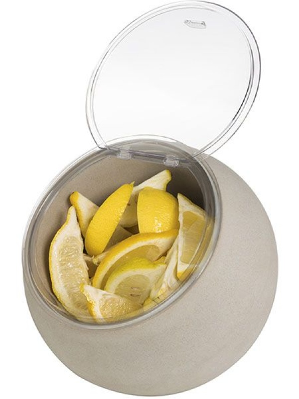 Емкость фуршетная «Мун» с откидной крышкой;пластик;0,8л;D=19,H=17,5см;серый