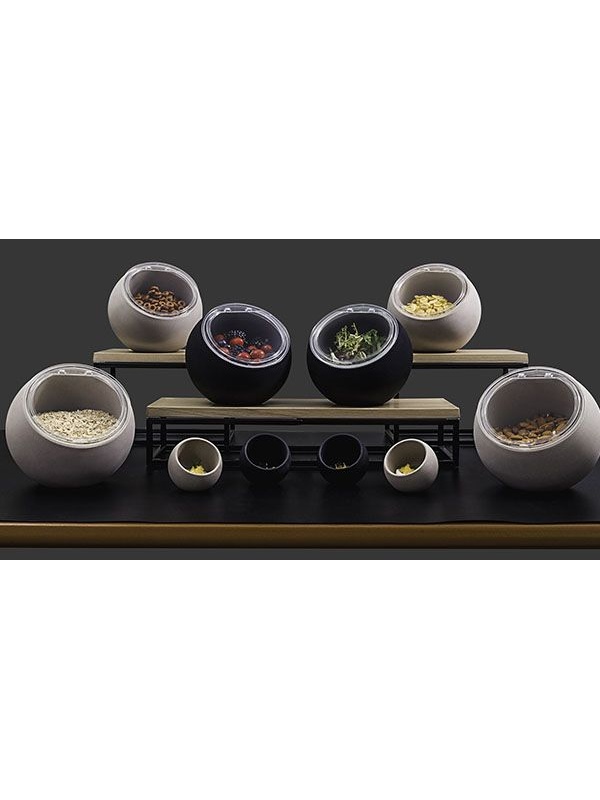 Емкость фуршетная «Мун» с откидной крышкой;пластик;0,8л;D=19,H=17,5см;серый