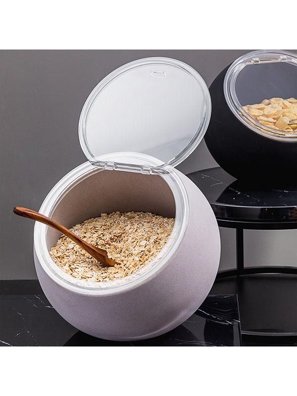 Емкость фуршетная «Мун» с откидной крышкой;пластик;0,8л;D=19,H=17,5см;серый