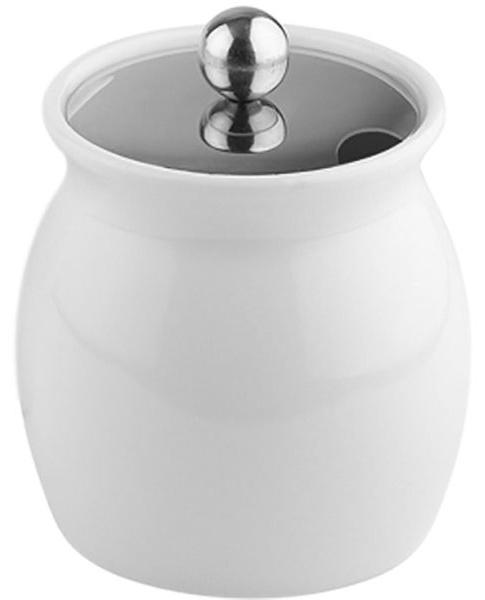 Банка с крышкой;фарфор,сталь нерж.;D=18,5,H=17см;белый