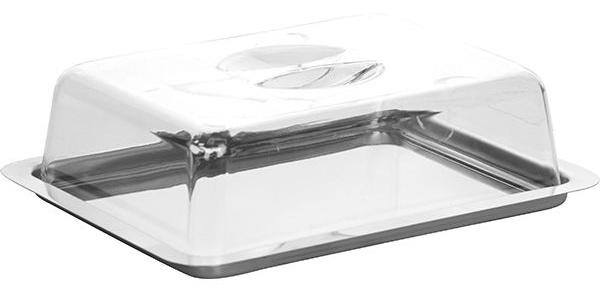 Поднос д/сыра с крыш.;пластик,сталь;,H=7,L=25,B=19см;прозр.,металлич.