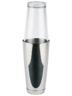 Шейкер американский «Бостон»;сталь нерж.,стекло;0,8л;D=95,H=300мм;серебрист.,прозр.