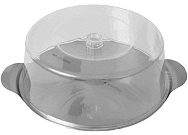 Тортовница с колпаком;сталь,пластик;D=30,H=11см;прозр.,металлич.