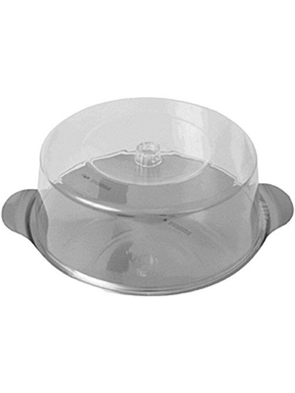 Тортовница с колпаком;сталь,пластик;D=30,H=11см;прозр.,металлич.