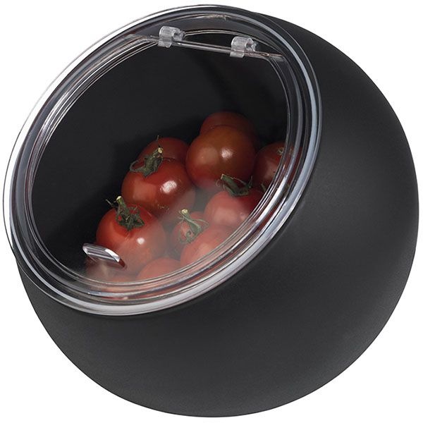 Емкость фуршетная «Мун» с откидной крышкой;пластик;0,8л;D=19,H=17,5см;черный