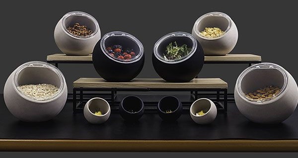 Емкость фуршетная «Мун» с откидной крышкой;пластик;0,8л;D=19,H=17,5см;черный