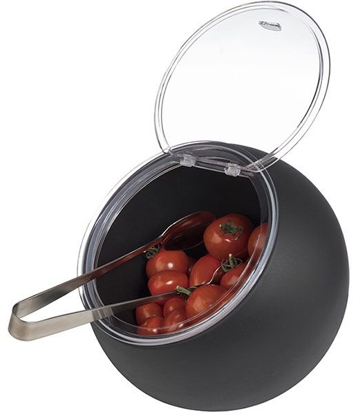 Емкость фуршетная «Мун» с откидной крышкой;пластик;0,8л;D=19,H=17,5см;черный