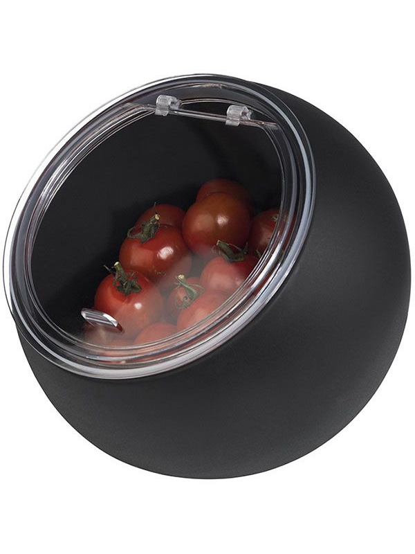 Емкость фуршетная «Мун» с откидной крышкой;пластик;0,8л;D=19,H=17,5см;черный