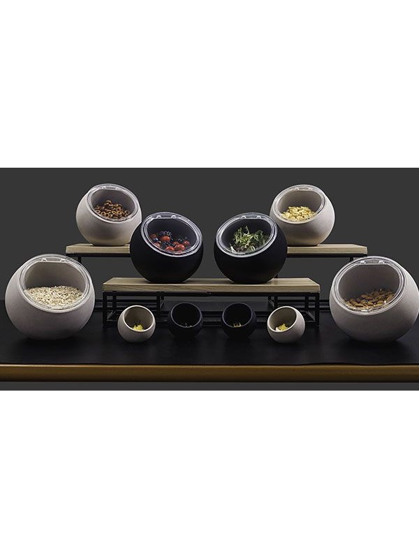 Емкость фуршетная «Мун» с откидной крышкой;пластик;0,8л;D=19,H=17,5см;черный