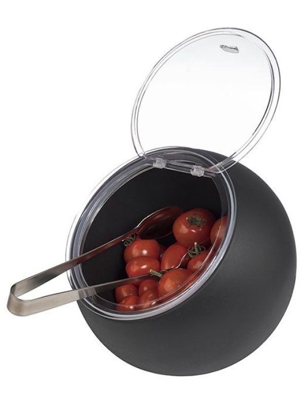 Емкость фуршетная «Мун» с откидной крышкой;пластик;0,8л;D=19,H=17,5см;черный