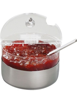 Емкость д/джема с охлаждающим элементом;пластик,сталь;0,6л;D=14,H=9см;прозр.,металлич.