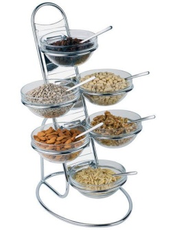 Этажерка + 6 салатников без крышек.;сталь хромир.,стекло;D=14,H=48,L=33,B=29,5см