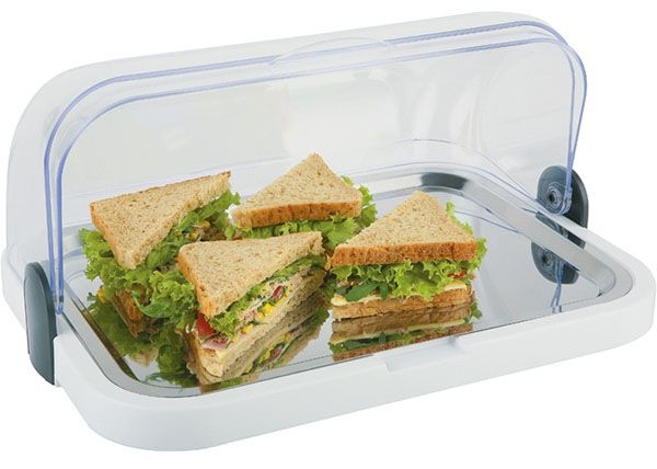 Поднос сервировочный с охл.эл-том;сталь нерж.,пластик;,H=20,5,L=44,B=32см;белый