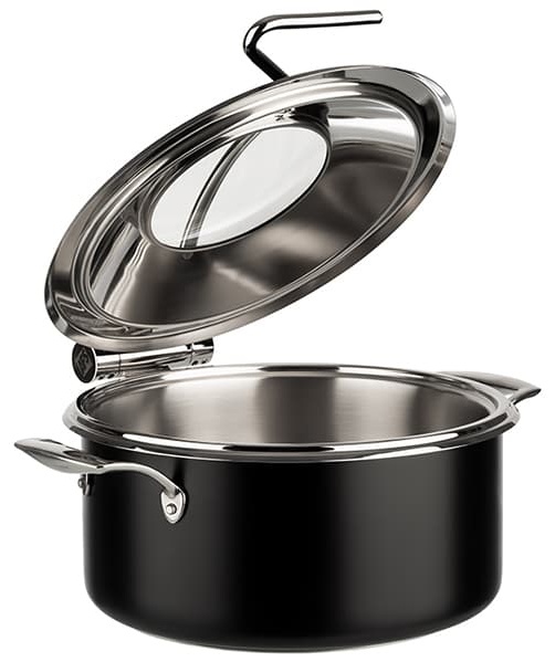 Мармит-кастрюля;сталь нерж.,стекло;4л;D=30,5,H=17,5см;черный