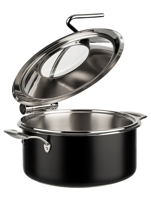 Мармит-кастрюля;сталь нерж.,стекло;4л;D=30,5,H=17,5см;черный