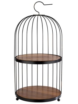 Этажерка 2-х ярусная «Бёрдкейдж»;металл,акация;D=26,H=54см;черный,коричнев.