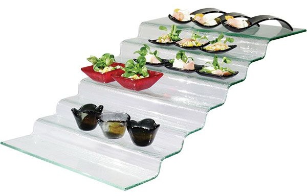 Поднос фуршетный (7ступенек);стекло;,H=20,L=65,B=40см;прозр.