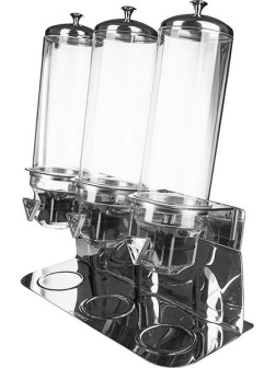 Диспенсер для мюсли тройной 4л*3;поликарбонат;D=12,5,H=60,L=54,B=24см