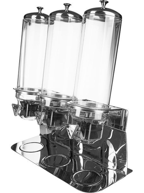 Диспенсер для мюсли тройной 4л*3;поликарбонат;D=12,5,H=60,L=54,B=24см