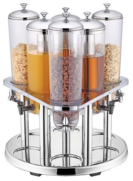 Диспенсер для холодных напитков и мюсли 6 емкостей;поликарбонат;3л;,H=60,L=54,B=54см