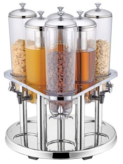 Диспенсер для холодных напитков и мюсли 6 емкостей;поликарбонат;3л;,H=60,L=54,B=54см