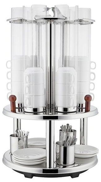 Диспенсер 2х ярусн.д/чашек и стол.приборов;сталь нерж.,поликарбонат;,H=65,L=40,B=40см