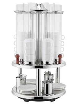 Диспенсер 2х ярусн.д/чашек и стол.приборов;сталь нерж.,поликарбонат;,H=65,L=40,B=40см