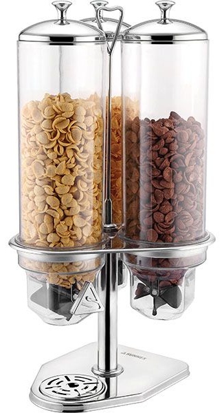 Диспенсер для мюсли 3емкости;сталь нерж.,поликарбонат;4л;,H=60,5,L=30,5,B=28,4см;металлич.,прозр.