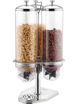 Диспенсер для мюсли 3емкости;сталь нерж.,поликарбонат;4л;,H=60,5,L=30,5,B=28,4см;металлич.,прозр.