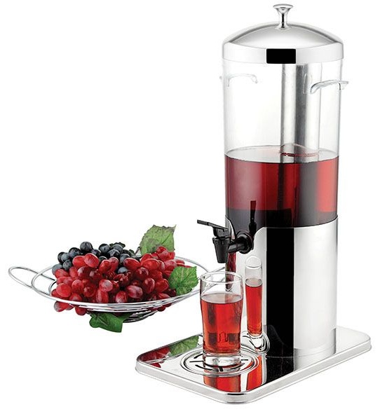 Диспенсер для холодных напитков;сталь нерж.,поликарбонат;5л;,H=51,3,L=33,B=22см;металлич.,прозр.