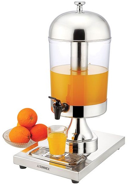 Диспенсер для холодных напитков;поликарбонат,сталь;8л;,H=55,L=36,B=26см;металлич.,прозр.