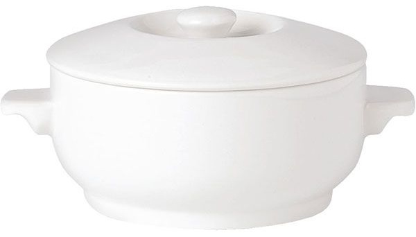 Чашка бульонная «Симплисити Вайт» с крышкой;фарфор;450мл;D=12,H=6,L=17см;белый