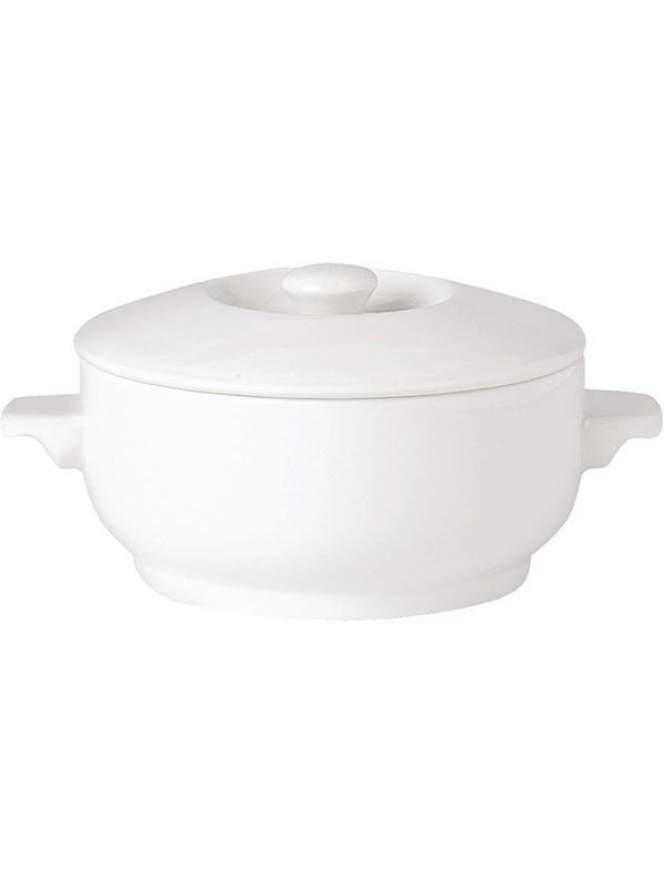 Чашка бульонная «Симплисити Вайт» с крышкой;фарфор;450мл;D=12,H=6,L=17см;белый